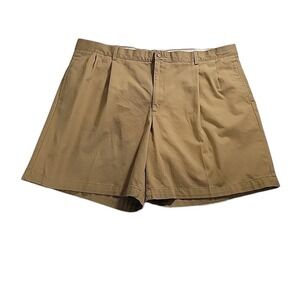 LL Bean Shorts Double‎ L Natural Fit Chino Mens Size 46, PLEATED, BROWN
